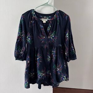 Anthropologie Maeve floral baby doll blouse